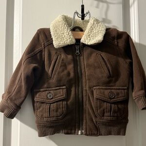 GAP Brown Kids Jacket with Sherpa Collar